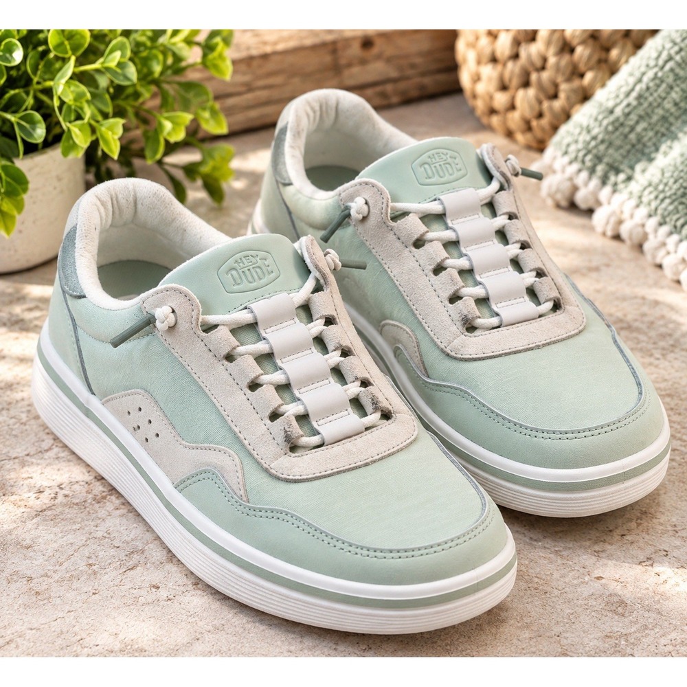 Hey Dude Hudson Lift Pastel Women's 10 Green Platform Sneakers 41310-315